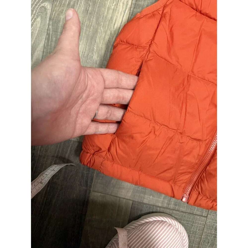 UNIQLO Quilted Puffer Vest Kids 3-4Y Orange Ultra Light Packable Full Zip New